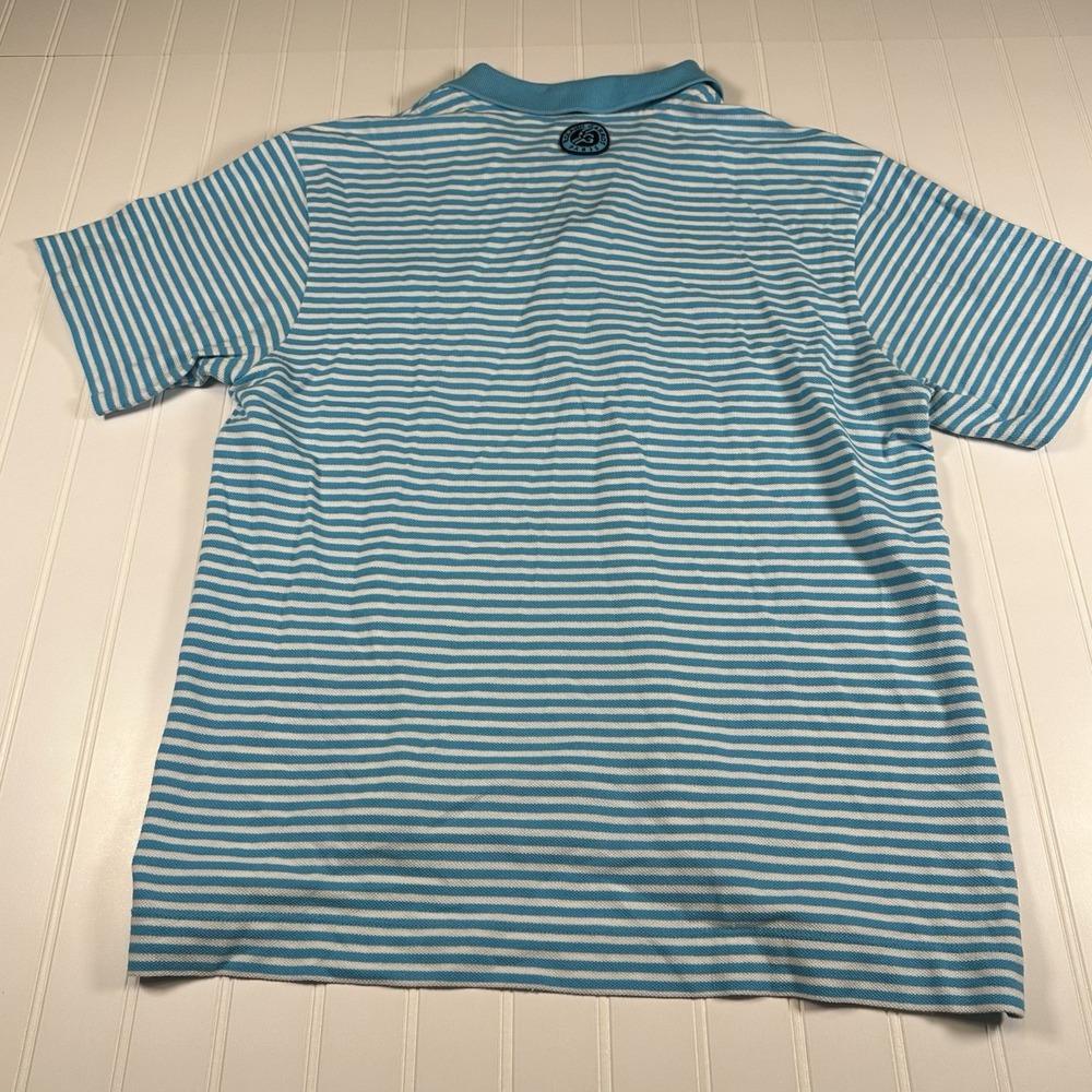 Lacoste Sport Polo Shirt Mens Large 5 Blue Striped Roland Garros Paris Golf - Picture 5 of 7